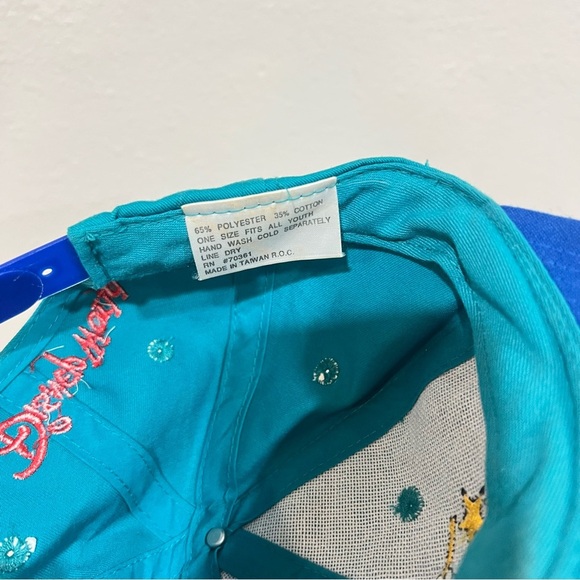 Vintage 90s Walt Disney World 25th Anniversary Mickey Snap Back Hat Teal Blue - Picture 4 of 5